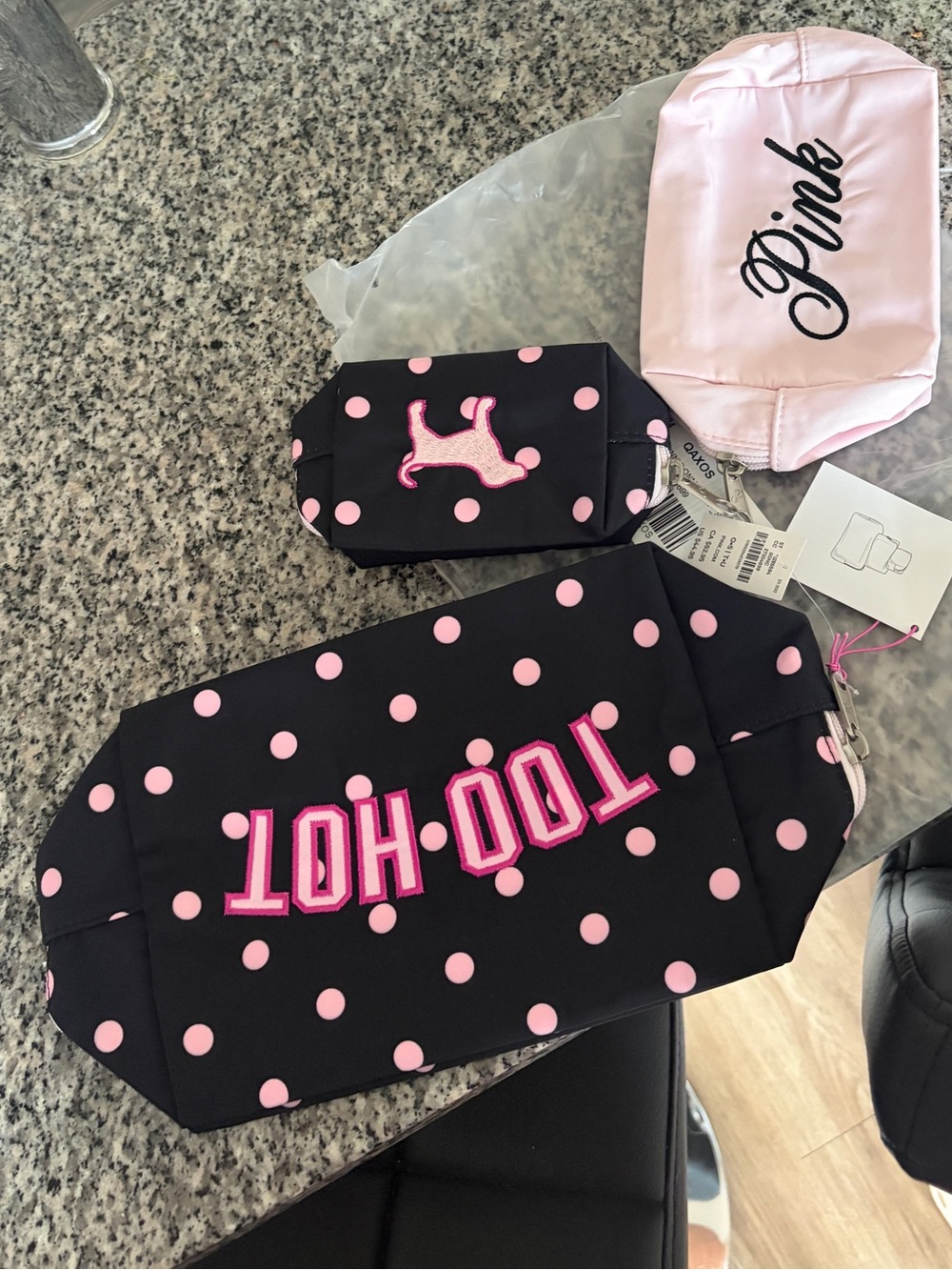 VS Pink three makeup bag set